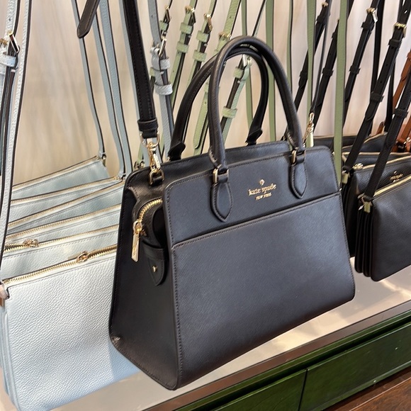 Kate Spade Madison Safiano Leather Medium Satchel Handbag 
COLOR: Black 

NWT - Picture 7 of 16